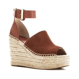 🔥Marc Fisher | Women's brown suede upper, leather heel wedge espadrille size 11